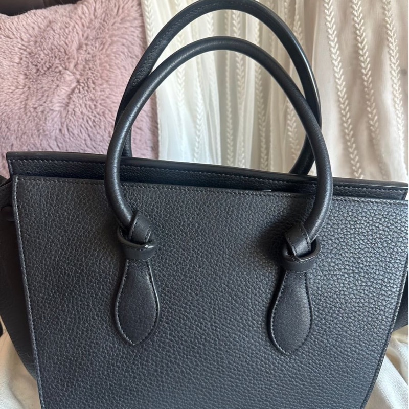 思琳 賽琳 笑臉包 黑色 皮革 手提包 手拿包 肩背包 celine tie bag black 黑色皮革 phoebe philo 蝙蝠包-2