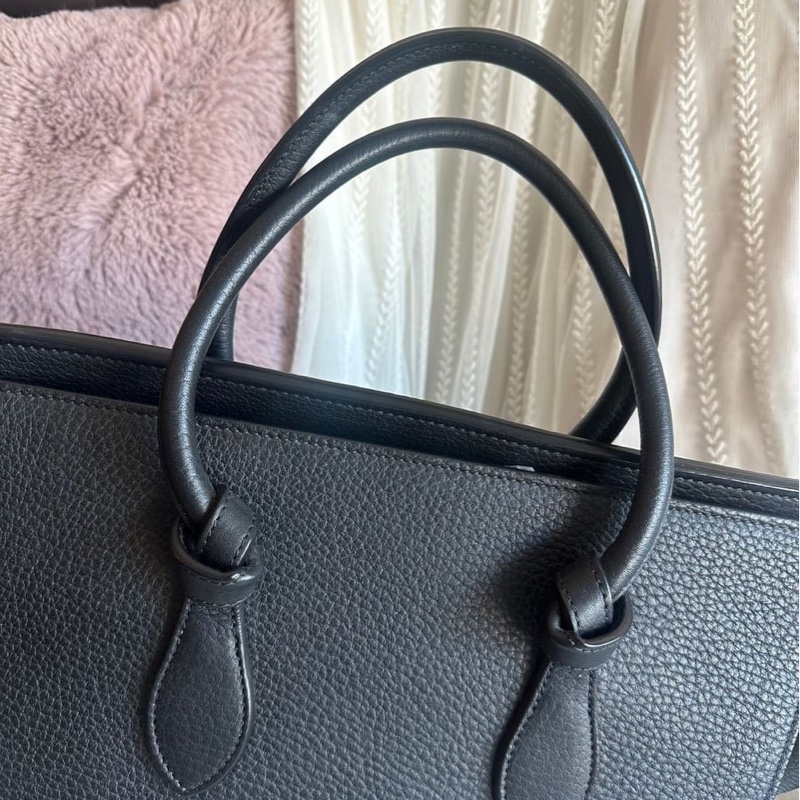 思琳 賽琳 笑臉包 黑色 皮革 手提包 手拿包 肩背包 celine tie bag black 黑色皮革 phoebe philo 蝙蝠包-3