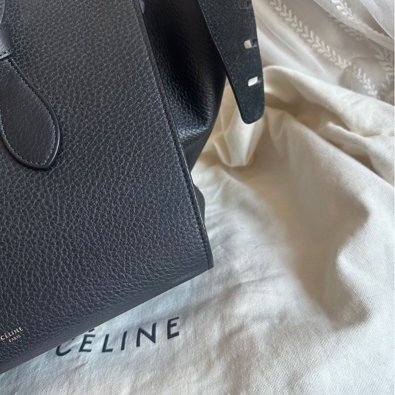 思琳 賽琳 笑臉包 黑色 皮革 手提包 手拿包 肩背包 celine tie bag black 黑色皮革 phoebe philo 蝙蝠包-5