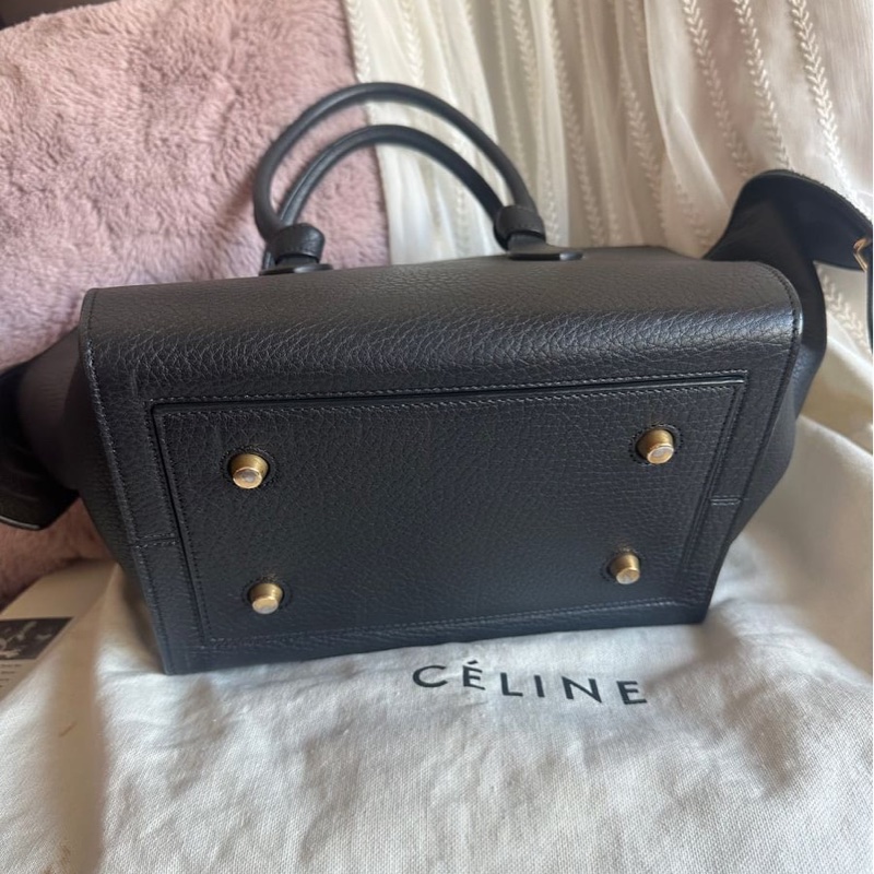 思琳 賽琳 笑臉包 黑色 皮革 手提包 手拿包 肩背包 celine tie bag black 黑色皮革 phoebe philo 蝙蝠包-7