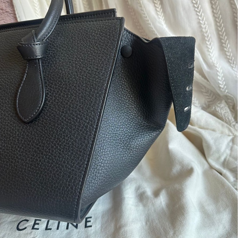 思琳 賽琳 笑臉包 黑色 皮革 手提包 手拿包 肩背包 celine tie bag black 黑色皮革 phoebe philo 蝙蝠包-9