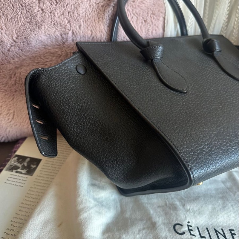 思琳 賽琳 笑臉包 黑色 皮革 手提包 手拿包 肩背包 celine tie bag black 黑色皮革 phoebe philo 蝙蝠包-11