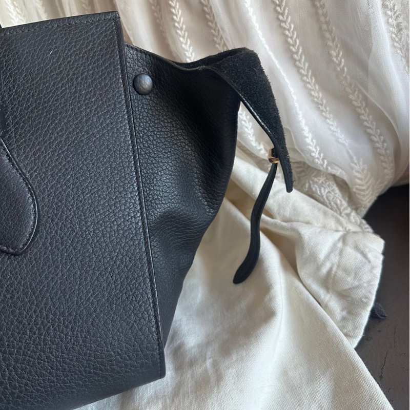 思琳 賽琳 笑臉包 黑色 皮革 手提包 手拿包 肩背包 celine tie bag black 黑色皮革 phoebe philo 蝙蝠包-14