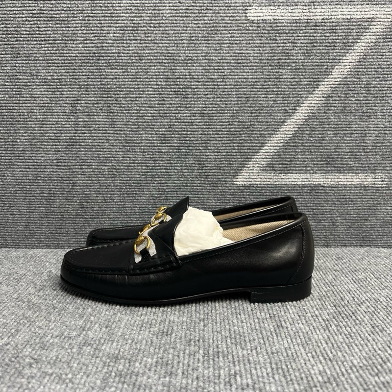 全新Gucci古馳 黑色皮面馬銜扣1953樂福鞋38.5碼。-0
