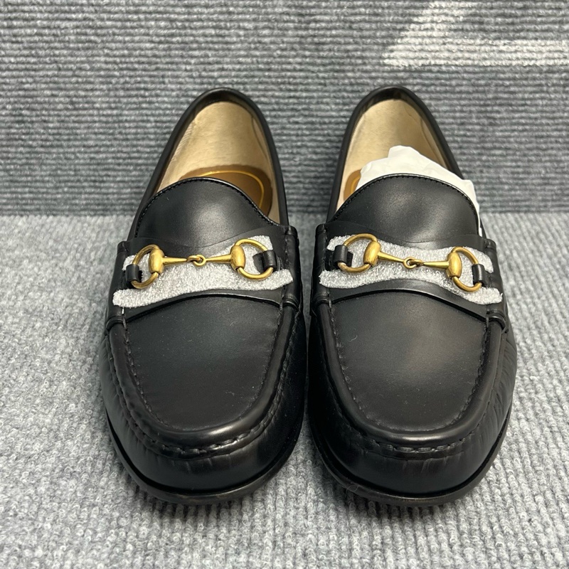 全新Gucci古馳 黑色皮面馬銜扣1953樂福鞋38.5碼。-1