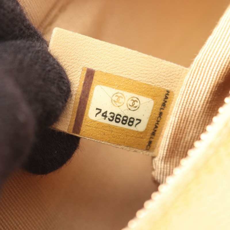 香奈兒 (CHANEL) 絎縫鏈條肩背包，小牛皮，米色，金色五金，二手，女士-4
