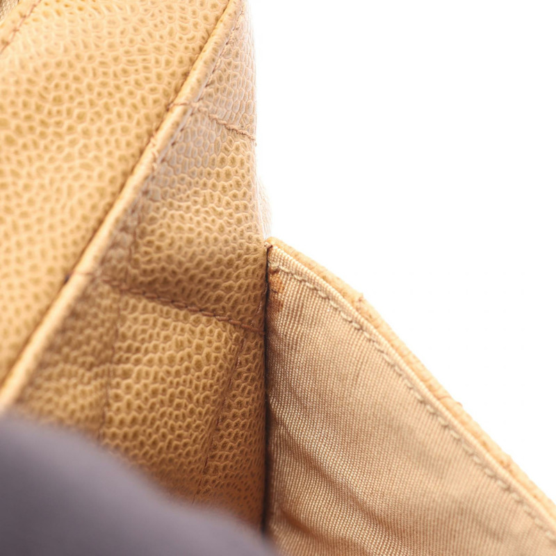 香奈兒 (CHANEL) 絎縫鏈條肩背包，小牛皮，米色，金色五金，二手，女士-5