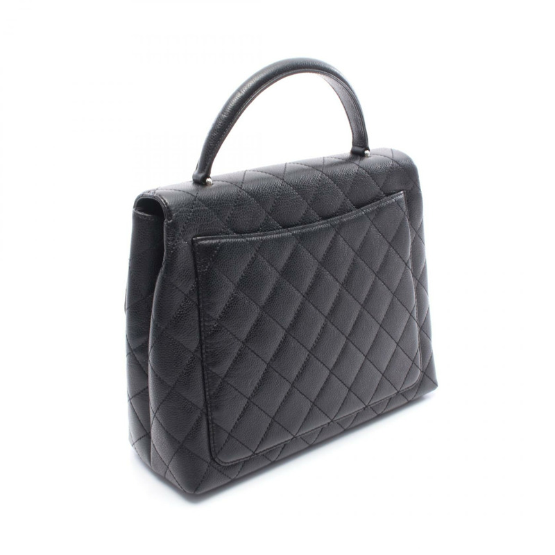 香奈兒 (CHANEL) Matelasse 頂部手柄手提包 A12397 小牛皮 黑色 二手 女士 COCO CC-1