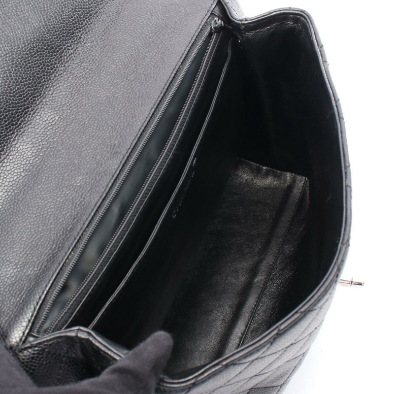 香奈兒 (CHANEL) Matelasse 頂部手柄手提包 A12397 小牛皮 黑色 二手 女士 COCO CC-2