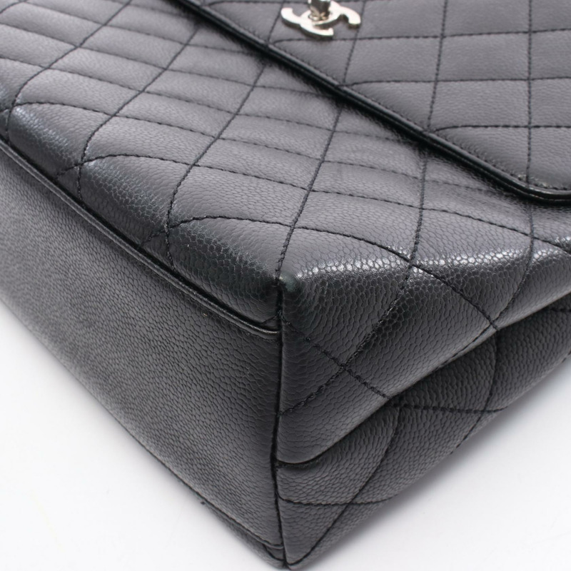 香奈兒 (CHANEL) Matelasse 頂部手柄手提包 A12397 小牛皮 黑色 二手 女士 COCO CC-8