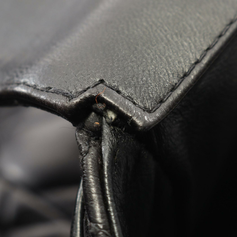 香奈兒 (CHANEL) 絎縫羊皮雙肩包 黑色 金色五金 二手 女士 CC 標誌-10