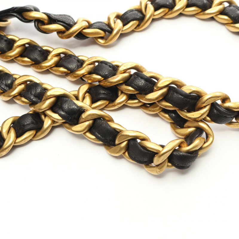 香奈兒 (CHANEL) 絎縫羊皮雙肩包 黑色 金色五金 二手 女士 CC 標誌-11