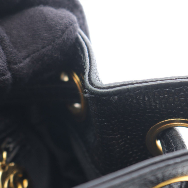 香奈兒 (CHANEL) 三重 COCO 標誌鏈雙肩包，黑色小牛皮，二手女士款，CC 標誌-5