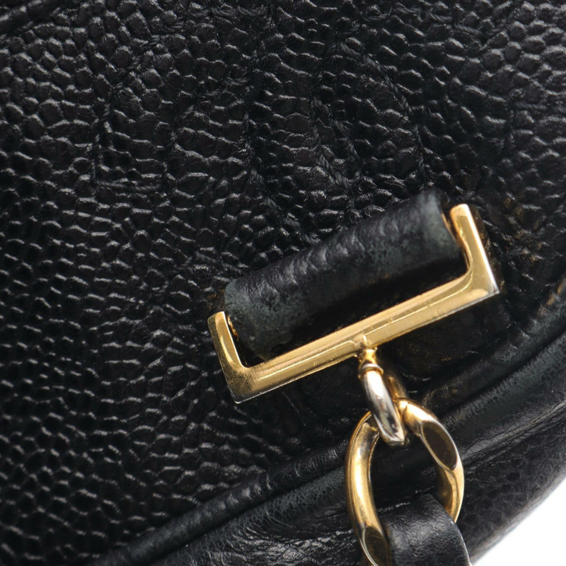 香奈兒 (CHANEL) 三重 COCO 標誌鏈雙肩包，黑色小牛皮，二手女士款，CC 標誌-9