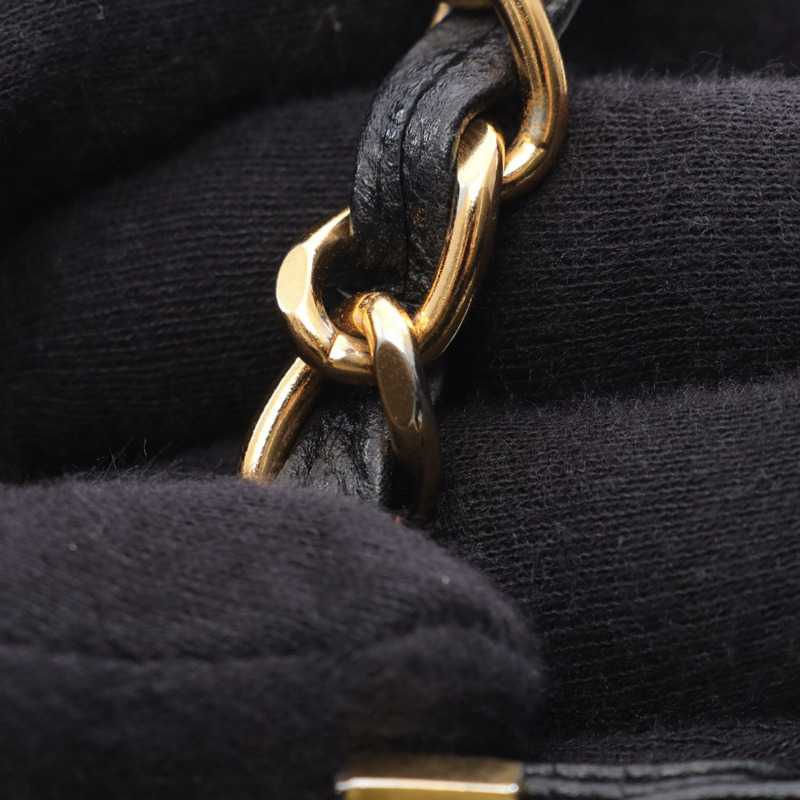 香奈兒 (CHANEL) 三重 COCO 標誌鏈雙肩包，黑色小牛皮，二手女士款，CC 標誌-13