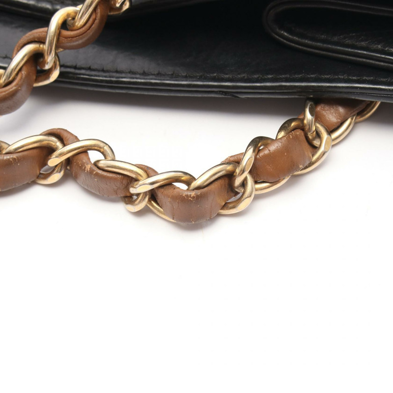 香奈兒 Gabrielle 鏈條肩背包，黑色皮革，二手，女士，金色五金-5