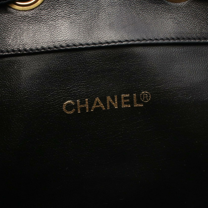 香奈兒 (CHANEL) 絎縫雙肩包，羊皮材質，黑色，二手，女士，金色五金-3