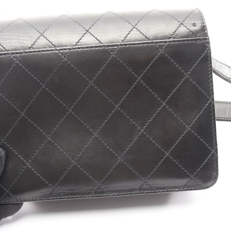 香奈兒 (CHANEL) Matelasse 羊皮單肩包 黑色 SHW 二手 女士 CC-8