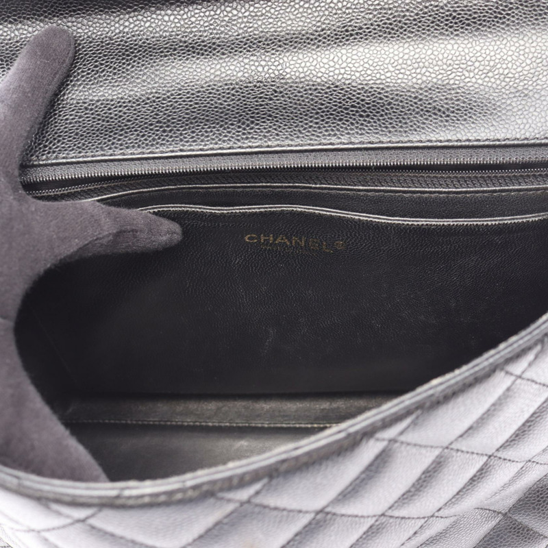 香奈兒 (CHANEL) Matelasse 手提包 A12397，黑色小牛皮，二手，女士，金色五金-6