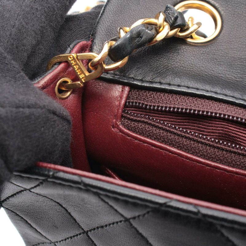 香奈兒迷你絎縫20鏈條肩背包 A01163 羊皮 黑色 二手-6