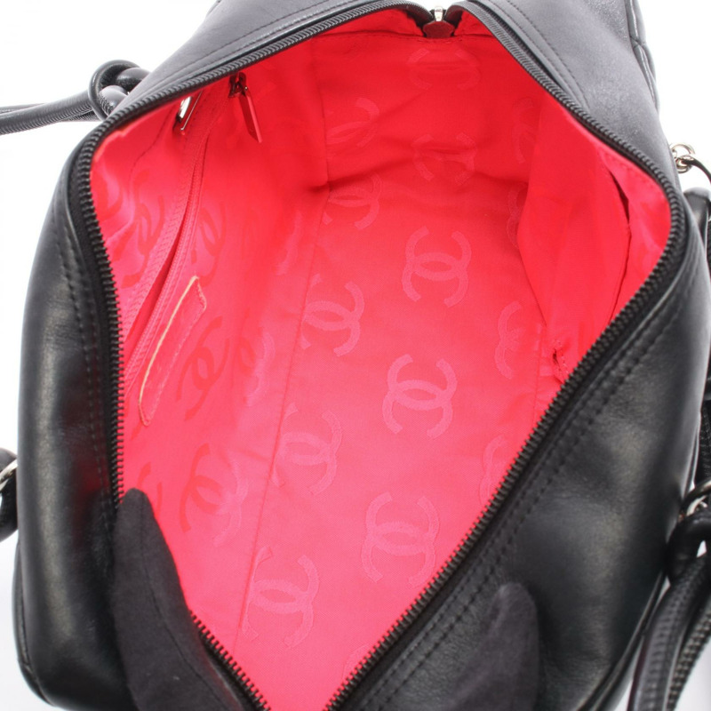 香奈兒 Cambon 系列保齡球單肩包，黑色皮革，二手女款，附五金配件-2