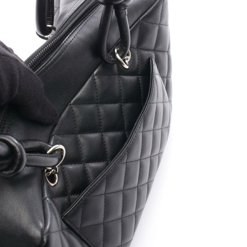 香奈兒 Cambon 系列保齡球單肩包，黑色皮革，二手女款，附五金配件-5