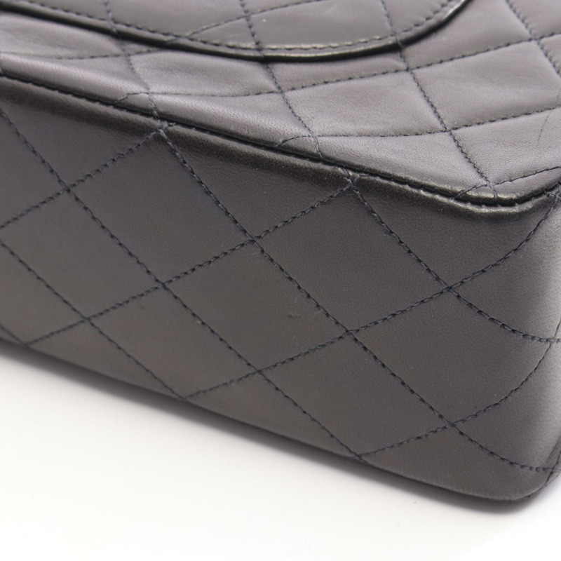 香奈兒 (CHANEL) Matelasse W 翻蓋鏈條單肩包，羊皮材質，黑色，二手，女士款，金色五金-8