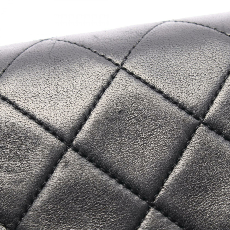 香奈兒 (CHANEL) Matelasse W 翻蓋鏈條單肩包，羊皮材質，黑色，二手，女士款，金色五金-6