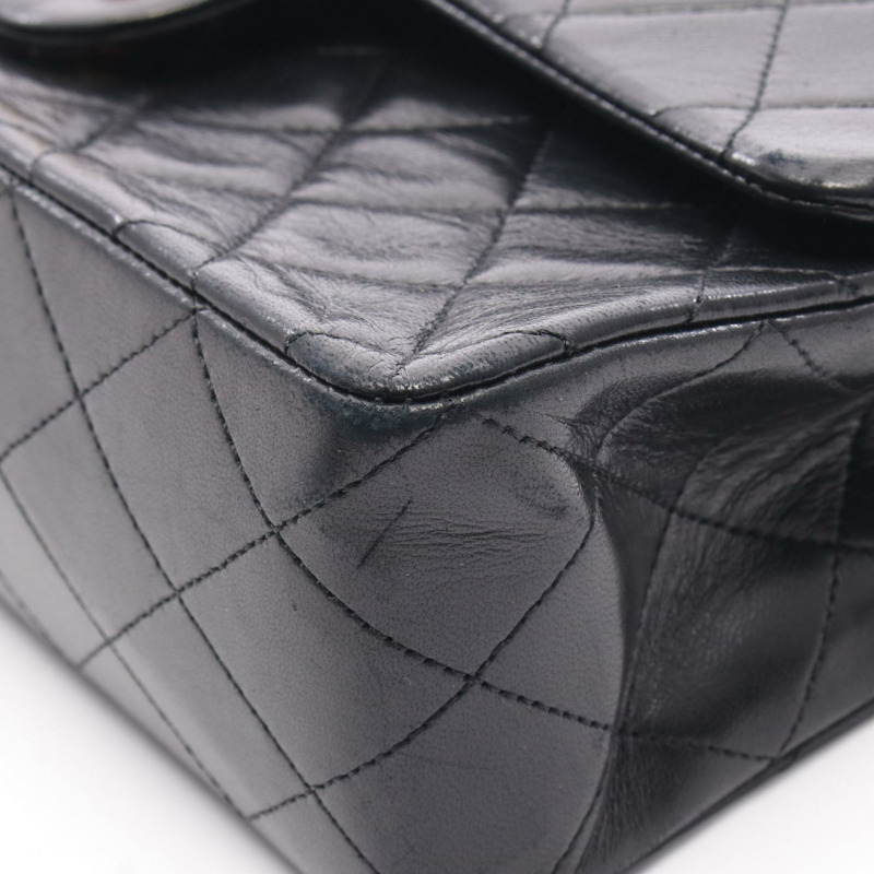 香奈兒 (CHANEL) Matelasse W 翻蓋鏈條單肩包，羊皮材質，黑色，二手，女士款，金色五金-8