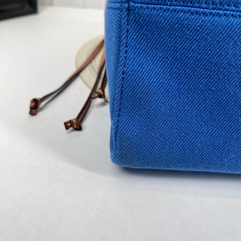 Loewe羅意威 Cushion Tote帆布托特包 焦糖拼藍色 帆布拼皮-7