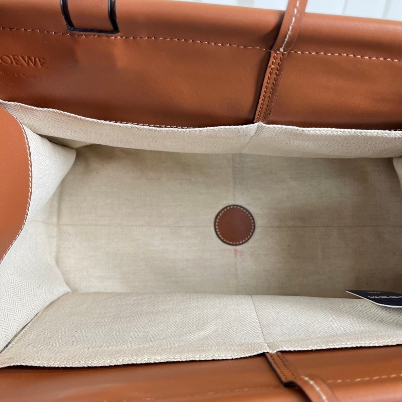 Loewe羅意威 Cushion Tote帆布托特包 焦糖拼藍色 帆布拼皮-12