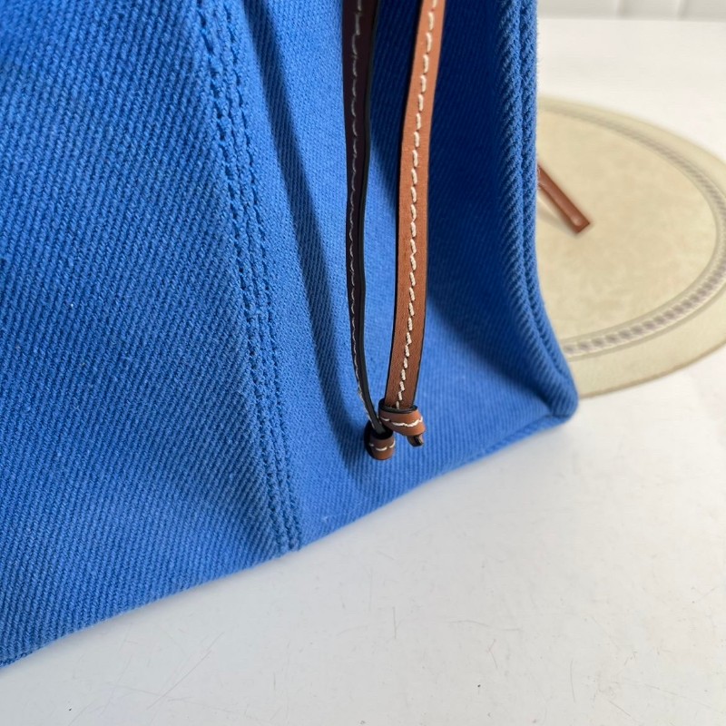 Loewe羅意威 Cushion Tote帆布托特包 焦糖拼藍色 帆布拼皮-22