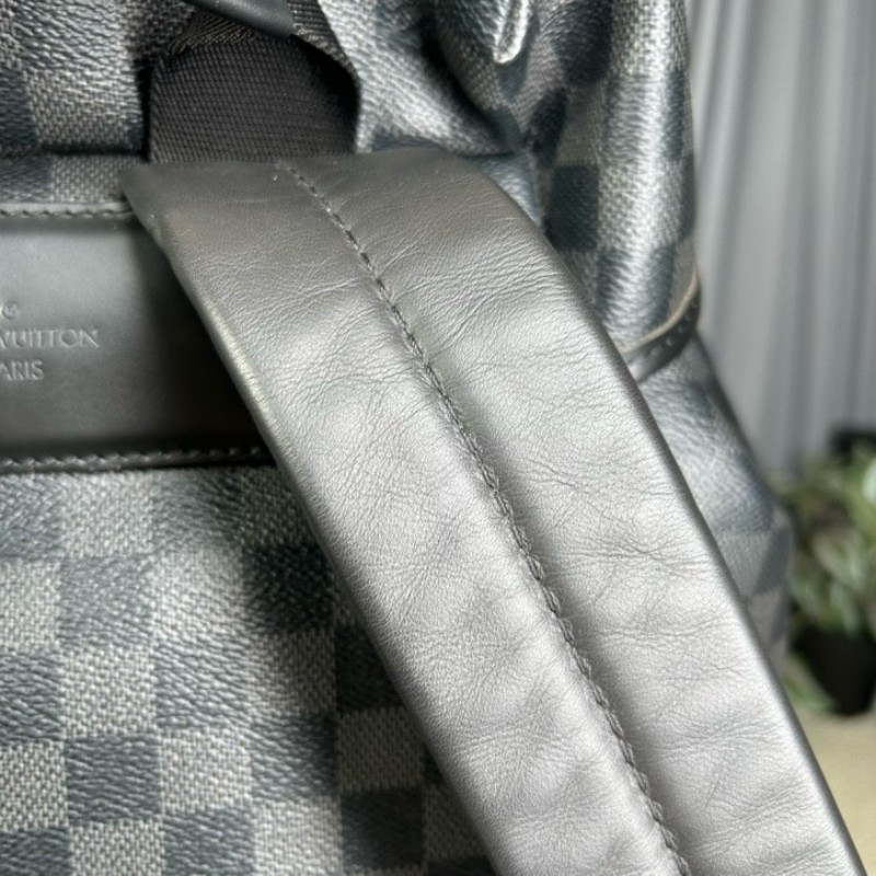 LV路易威登Zack系列黑色棋盤格雙肩包 銀色五金 抽繩設計 容量超大 好看百搭 日常旅遊 出差實用款-14