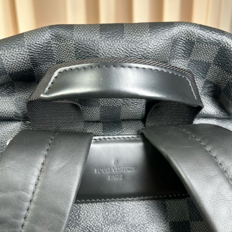 LV路易威登Zack系列黑色棋盤格雙肩包 銀色五金 抽繩設計 容量超大 好看百搭 日常旅遊 出差實用款-16