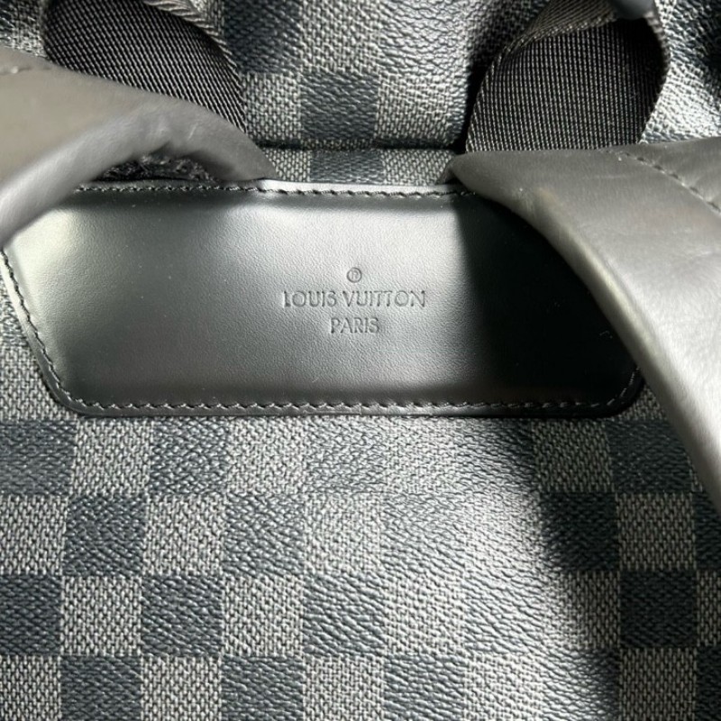 LV路易威登Zack系列黑色棋盤格雙肩包 銀色五金 抽繩設計 容量超大 好看百搭 日常旅遊 出差實用款-17