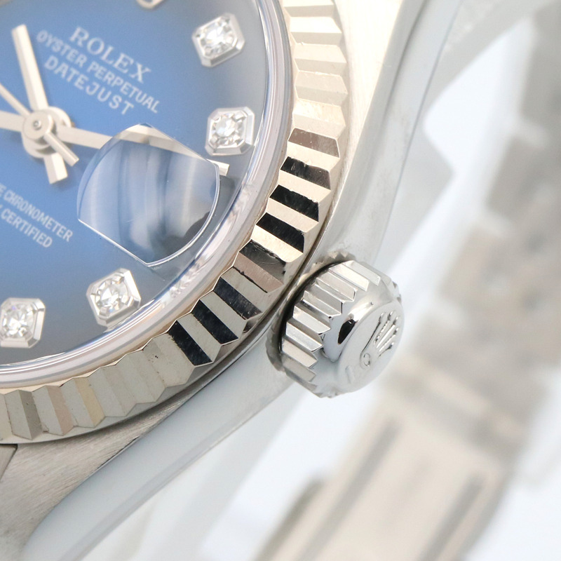 藍色錶盤 18K白金 鑽石 不鏽鋼 Datejust 自動上鍊 腕錶 #79174G【ROLEX 勞力士】 79174G-5