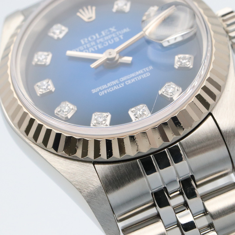 藍色錶盤 18K白金 鑽石 不鏽鋼 Datejust 自動上鍊 腕錶 #79174G【ROLEX 勞力士】 79174G-10