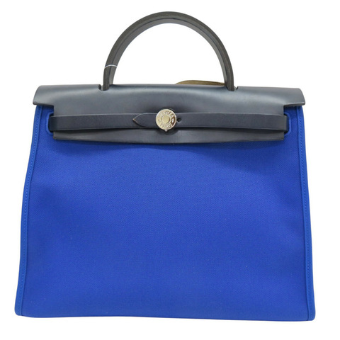 電光藍帆布 棕色牛皮 Herbag Zip 31 肩背包 C刻 (無鎖頭)【HERMES 愛馬仕】 H078971CKAT
