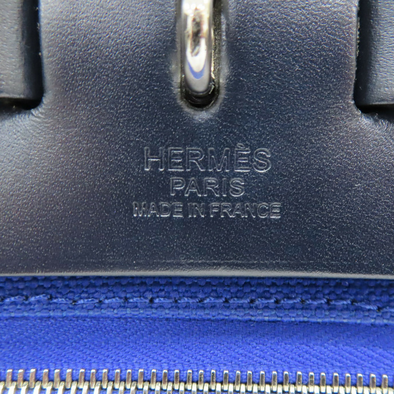 電光藍帆布 棕色牛皮 Herbag Zip 31 肩背包 C刻 (無鎖頭)【HERMES 愛馬仕】 H078971CKAT-3