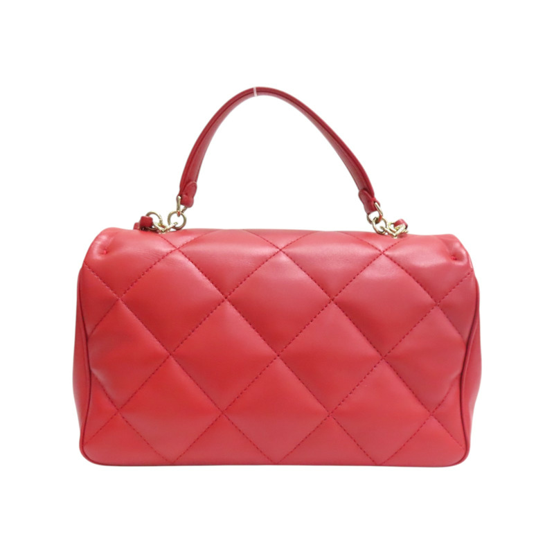 紅色 菱格紋 羊皮 Easy Carry Flap 两用包 金釦 (無卡)【CHANEL 香奈兒】-1