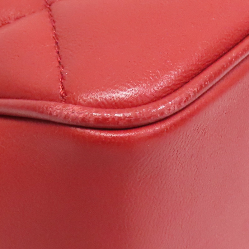 紅色 菱格紋 羊皮 Easy Carry Flap 两用包 金釦 (無卡)【CHANEL 香奈兒】-14