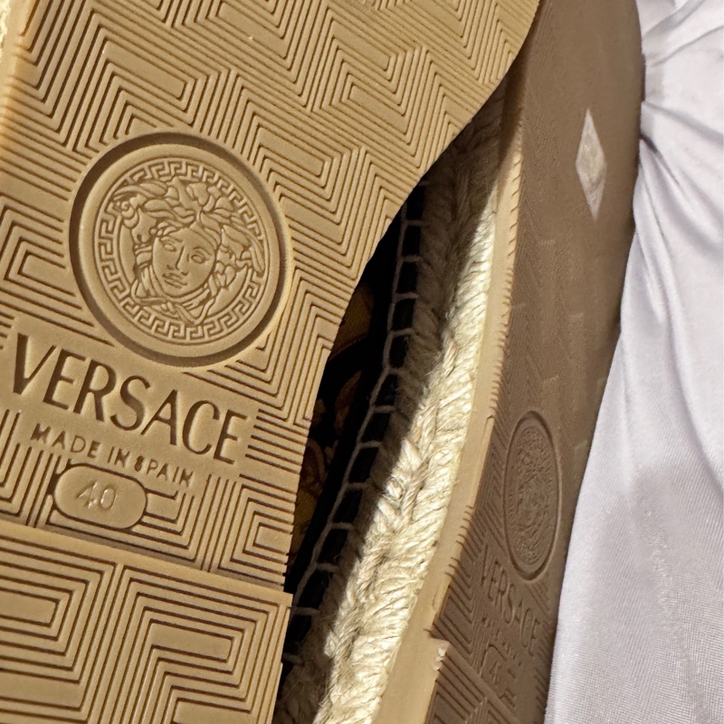 全新40號 凡賽斯 Versace 巴洛克女王頭草編懶人鞋-3
