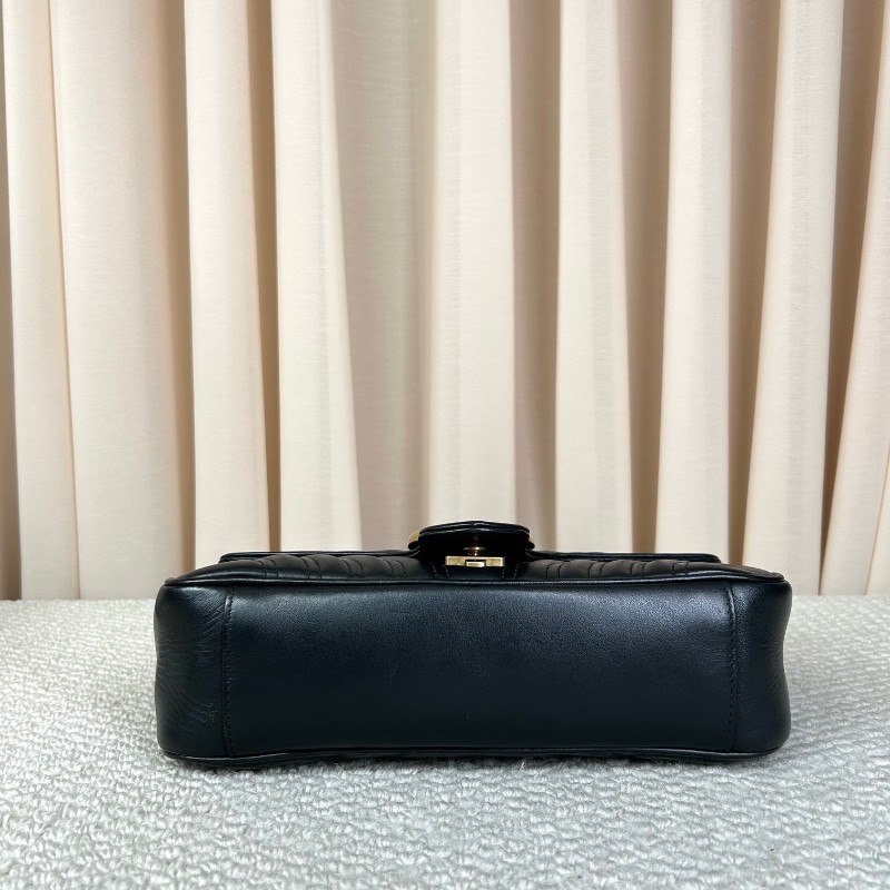 古馳Gucci馬蒙26Marmont黑色鏈條包 GG標誌 黑金鏈條 可單肩可斜挎 黑金配色 盡顯高級有質感 日常百搭-4