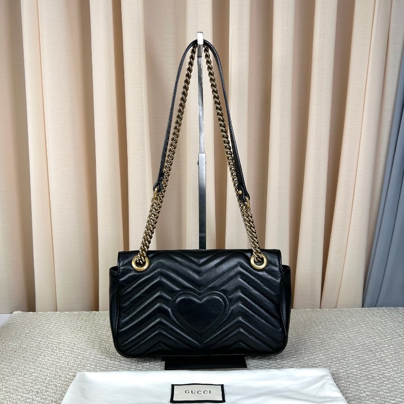 古馳Gucci馬蒙26Marmont黑色鏈條包 GG標誌 黑金鏈條 可單肩可斜挎 黑金配色 盡顯高級有質感 日常百搭-6