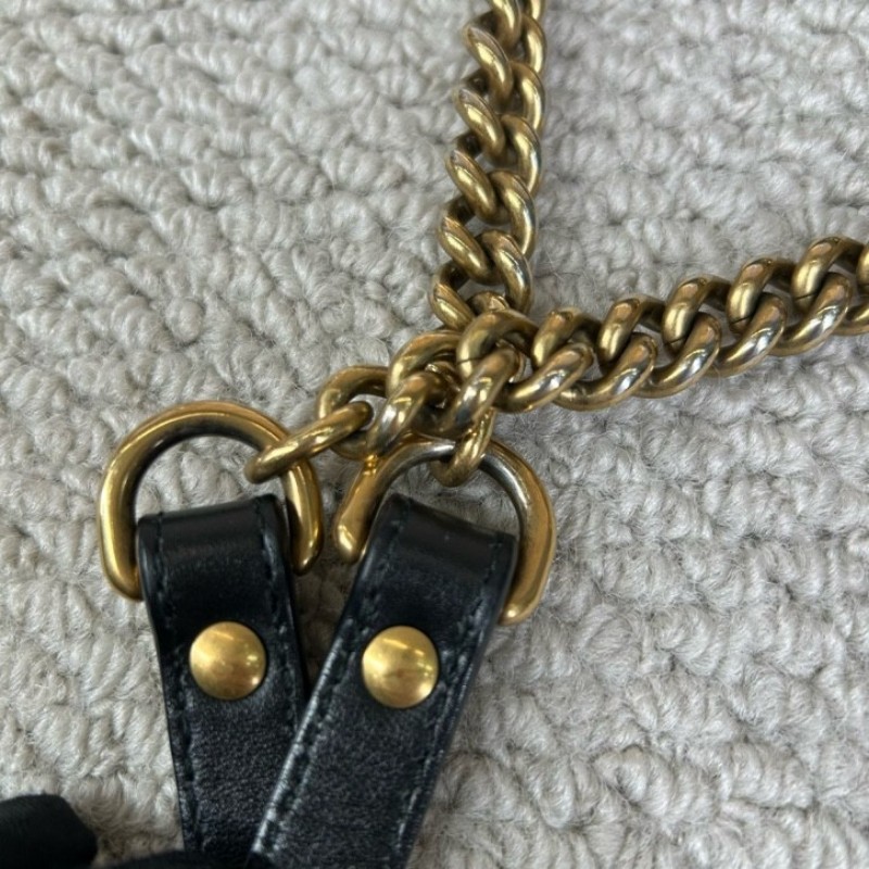古馳Gucci馬蒙26Marmont黑色鏈條包 GG標誌 黑金鏈條 可單肩可斜挎 黑金配色 盡顯高級有質感 日常百搭-16