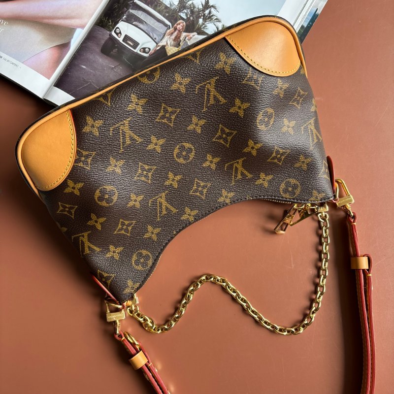 ::Louis Vuitton::LV M45832 Boulogne PM Monogram 牛皮飾邊牛角包 肩背包 鏈包-1