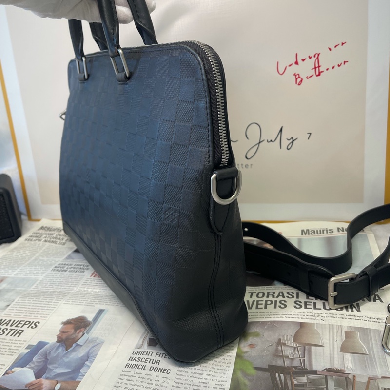 LouisVuitton路易威登 黑棋盤公文包 38cm 18年編碼 附件：肩帶-2