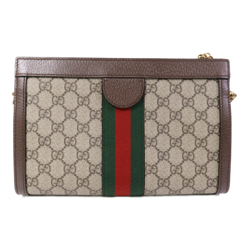 GUCCI 塗層帆布Ophidia GG金扣鏈帶肩背袋-1