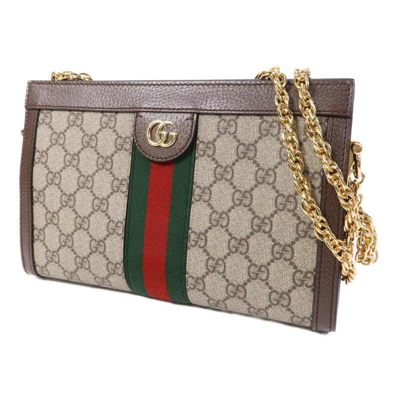 GUCCI 塗層帆布Ophidia GG金扣鏈帶肩背袋-2