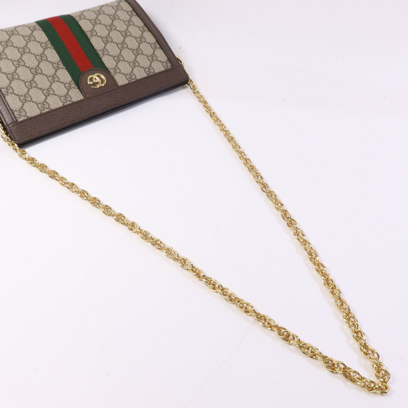 GUCCI 塗層帆布Ophidia GG金扣鏈帶肩背袋-8